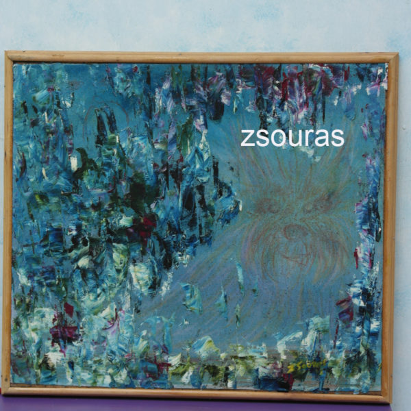 Turbo in the Blue Rain Oil on canvas on board 39 cm x 36 cm  Zaqueline Souras